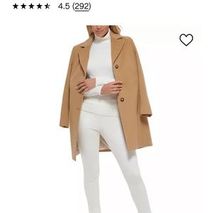 Calvin Klein Camel Wool-Cashmere Coat, size 0